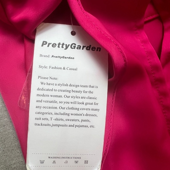 NWT gorgeous pink dress w great style! High neck w one shoulder, faux wrap skirt - Picture 10 of 13